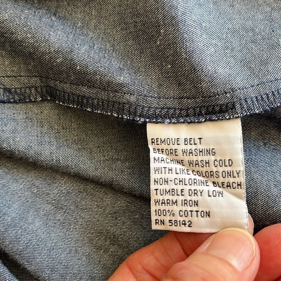 Talbots Cotton Shirtdress Denim Blue Women’s 8 Short Sleeves Western Classic - Picture 8 of 16